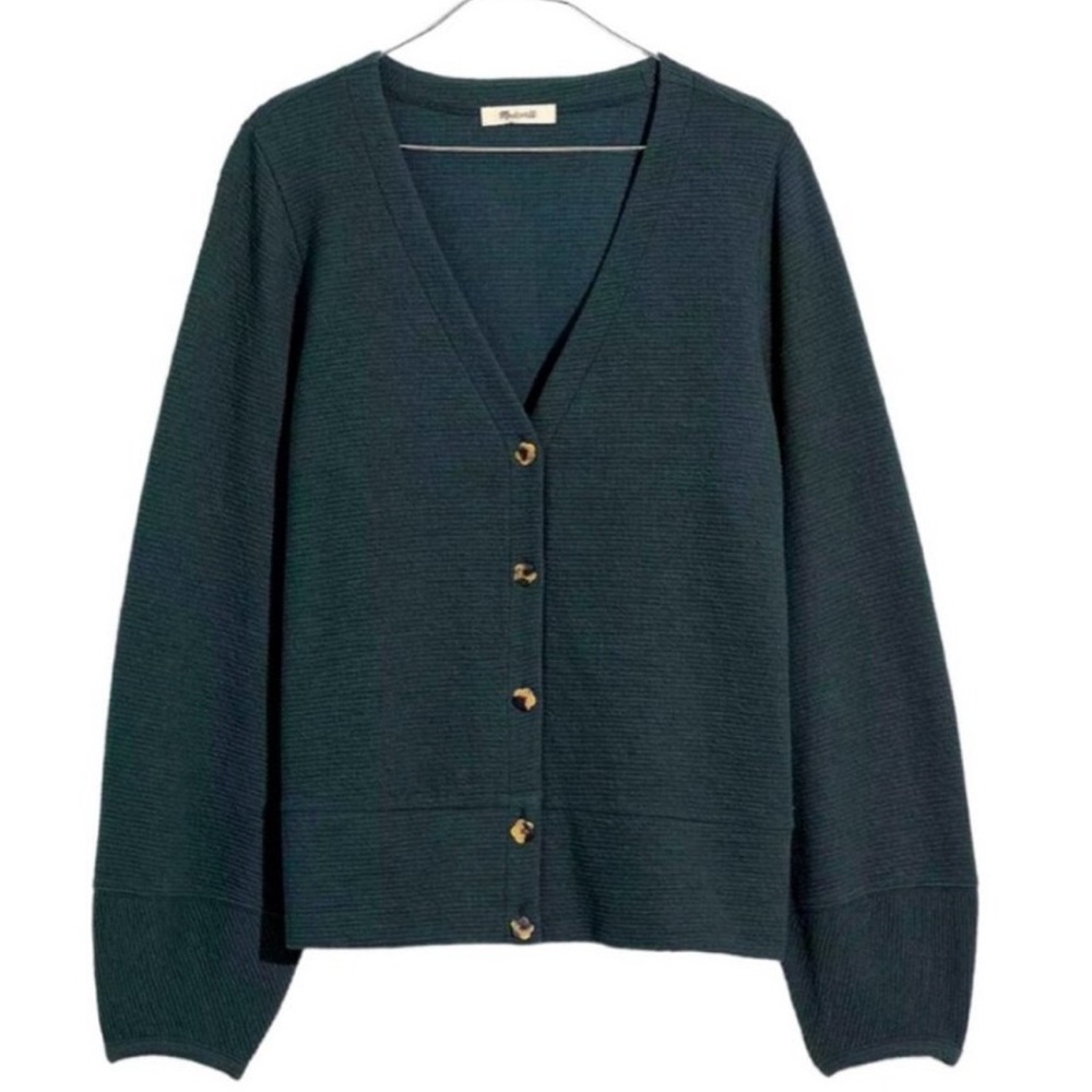 Madewell dark green v-neck cardigan with flower buttons - 1X NWT